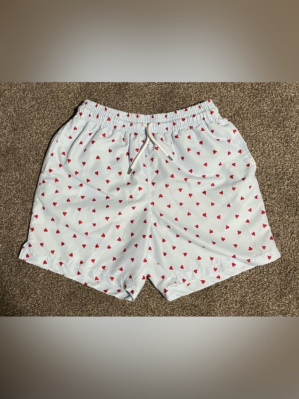 Derek Rose White Drawstring Shorts with Red Heart Accents